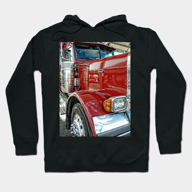 red peterbilt truck Hoodie by andalaimaging